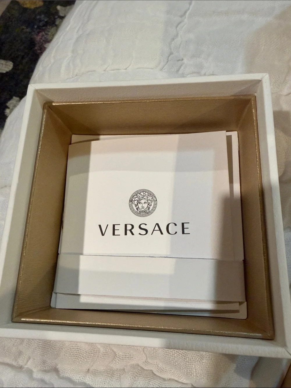 Versace Green Dial Gold-Tone Bezel Men's Watch with Black Leather Strap